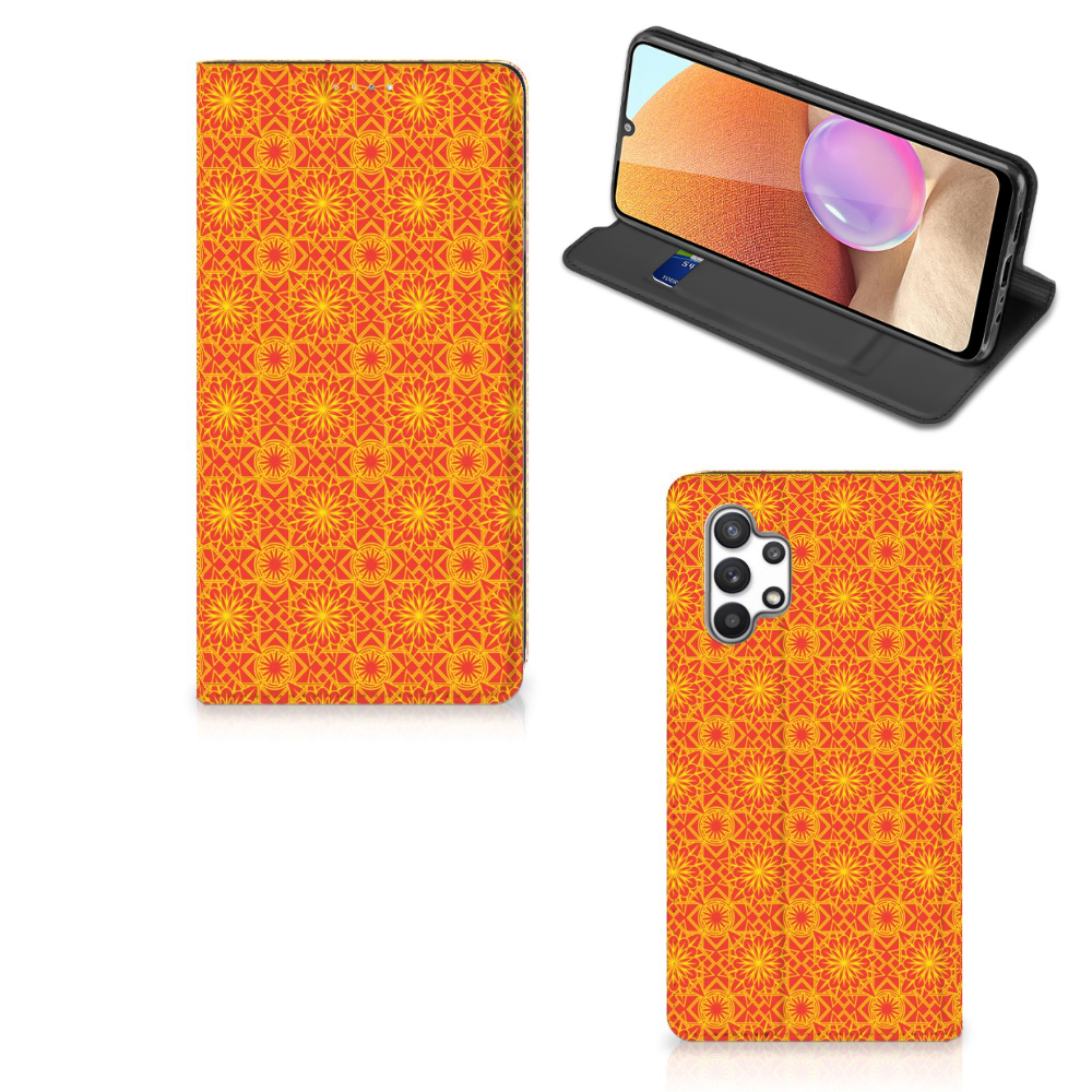 Samsung Galaxy A32 4G | A32 5G Enterprise Editie Hoesje met Magneet Batik Oranje - B2C Telecom