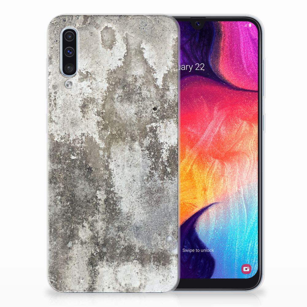 Samsung Galaxy A50 TPU Siliconen Hoesje Beton Print