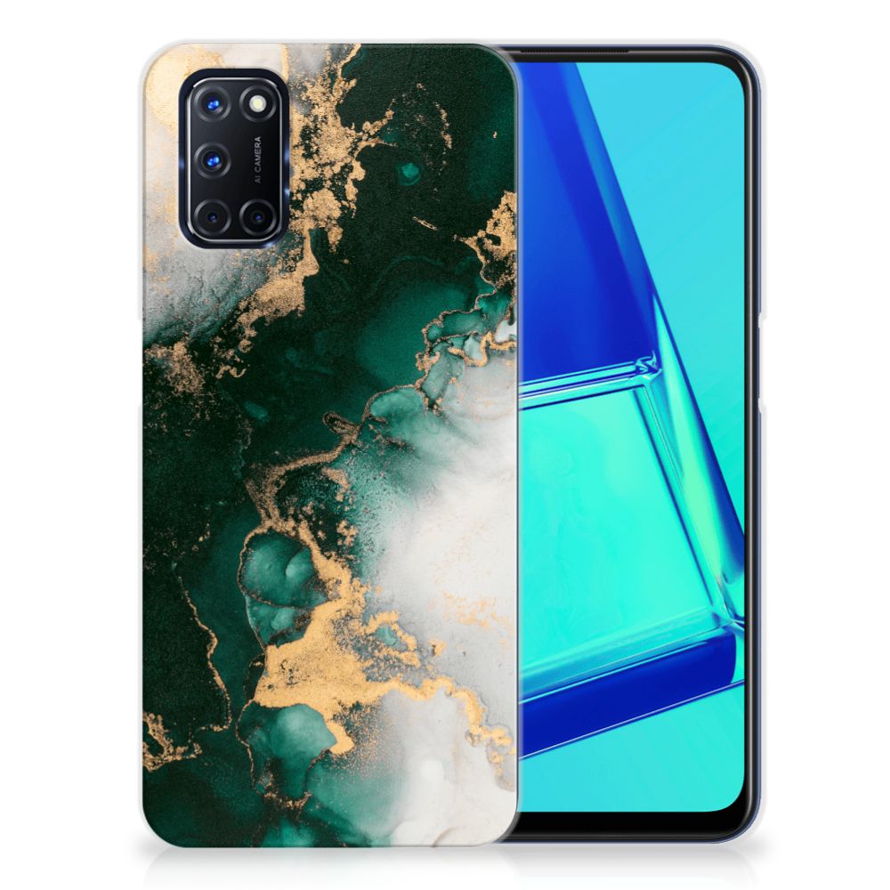 TPU Siliconen Hoesje voor OPPO A52 | A72 Marmer Groen