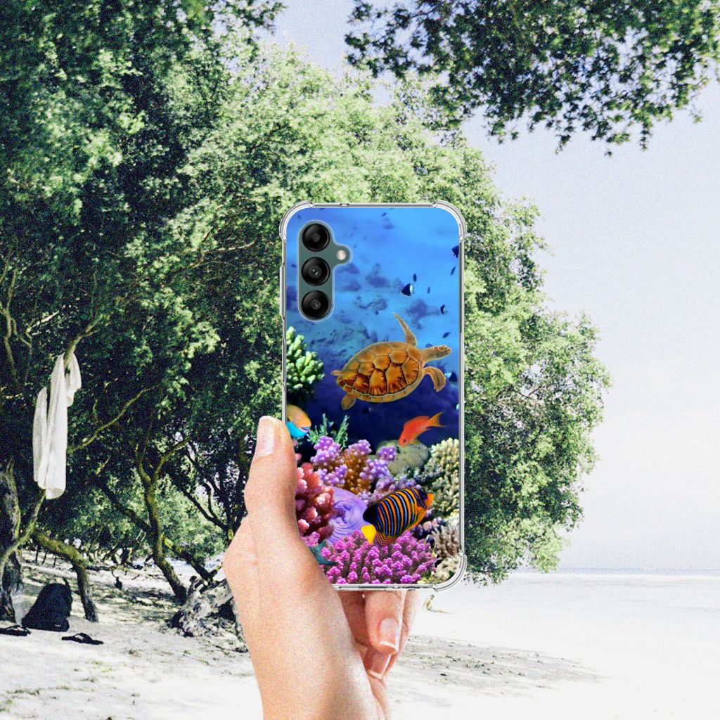 Samsung Galaxy A14 5G/4G Case Anti-shock Vissen met onderwaterdesign en zeeschildpad