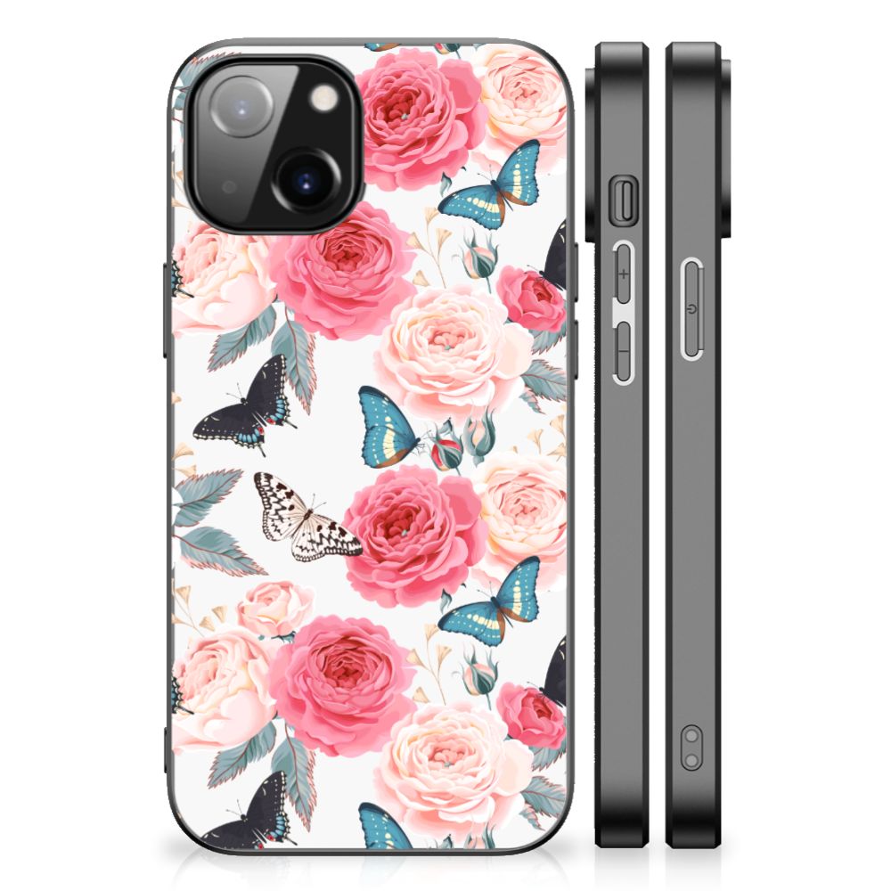 Apple iPhone 13 | iPhone 14 Bloemen Hoesje Butterfly Roses