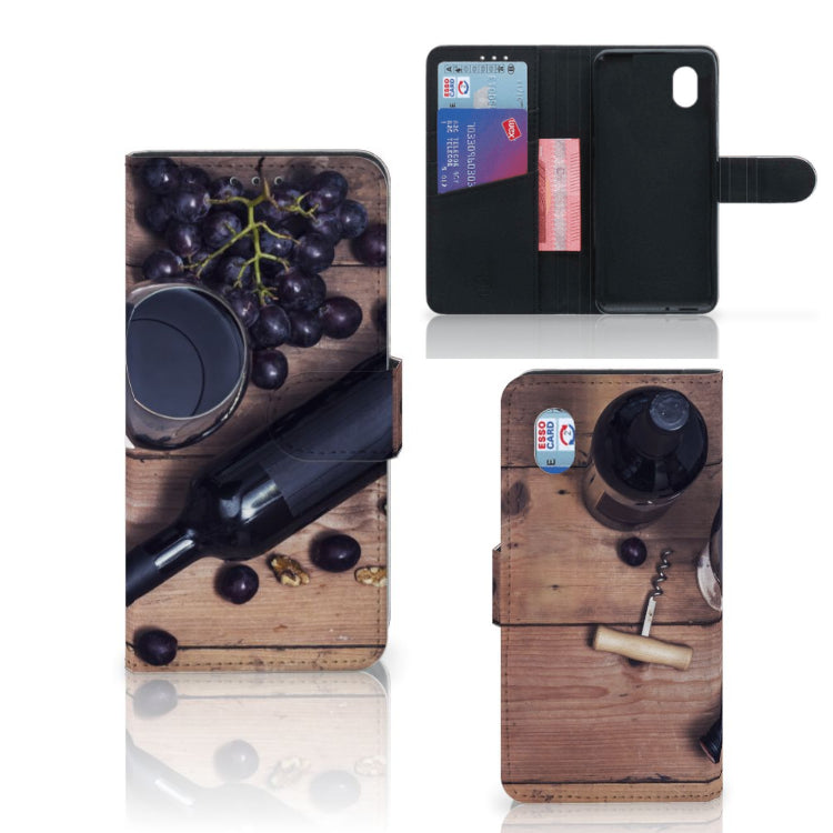 Wijn Hoesje Alcatel 1B (2020) Bruin Kunstleer TPU Met Pasjesvakjes En Volledige Bescherming | Book Case