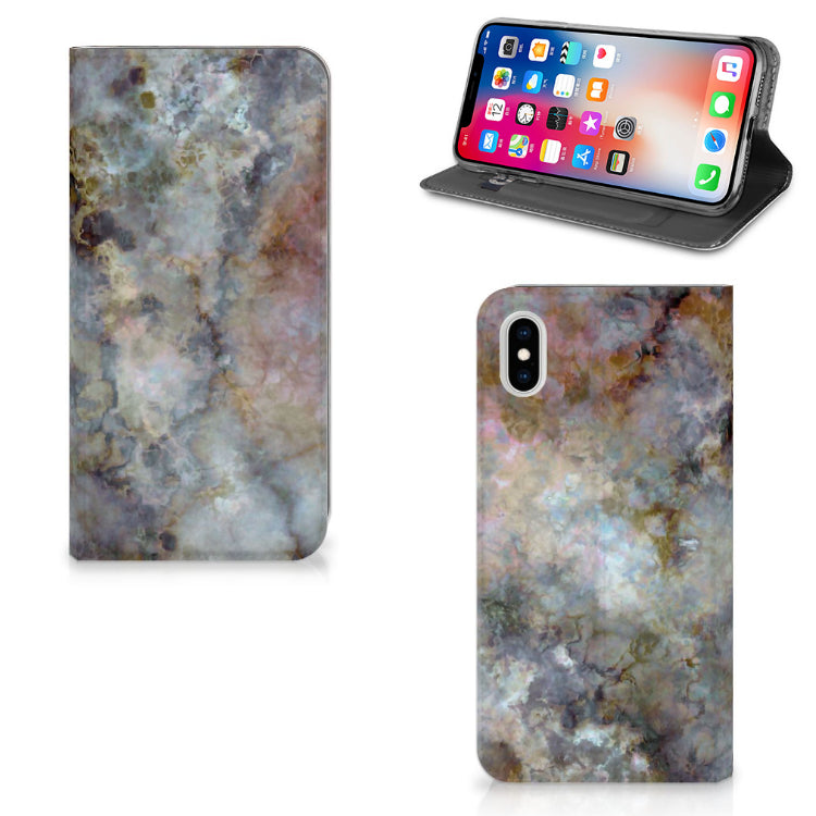 Apple iPhone Xs Max Standcase Marmer Grijs