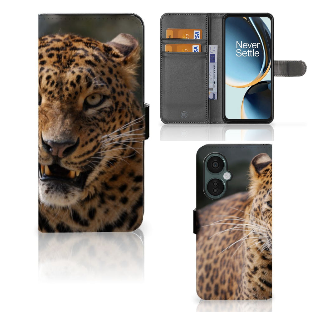 OnePlus Nord CE 3 Lite Telefoonhoesje met Pasjes Luipaard