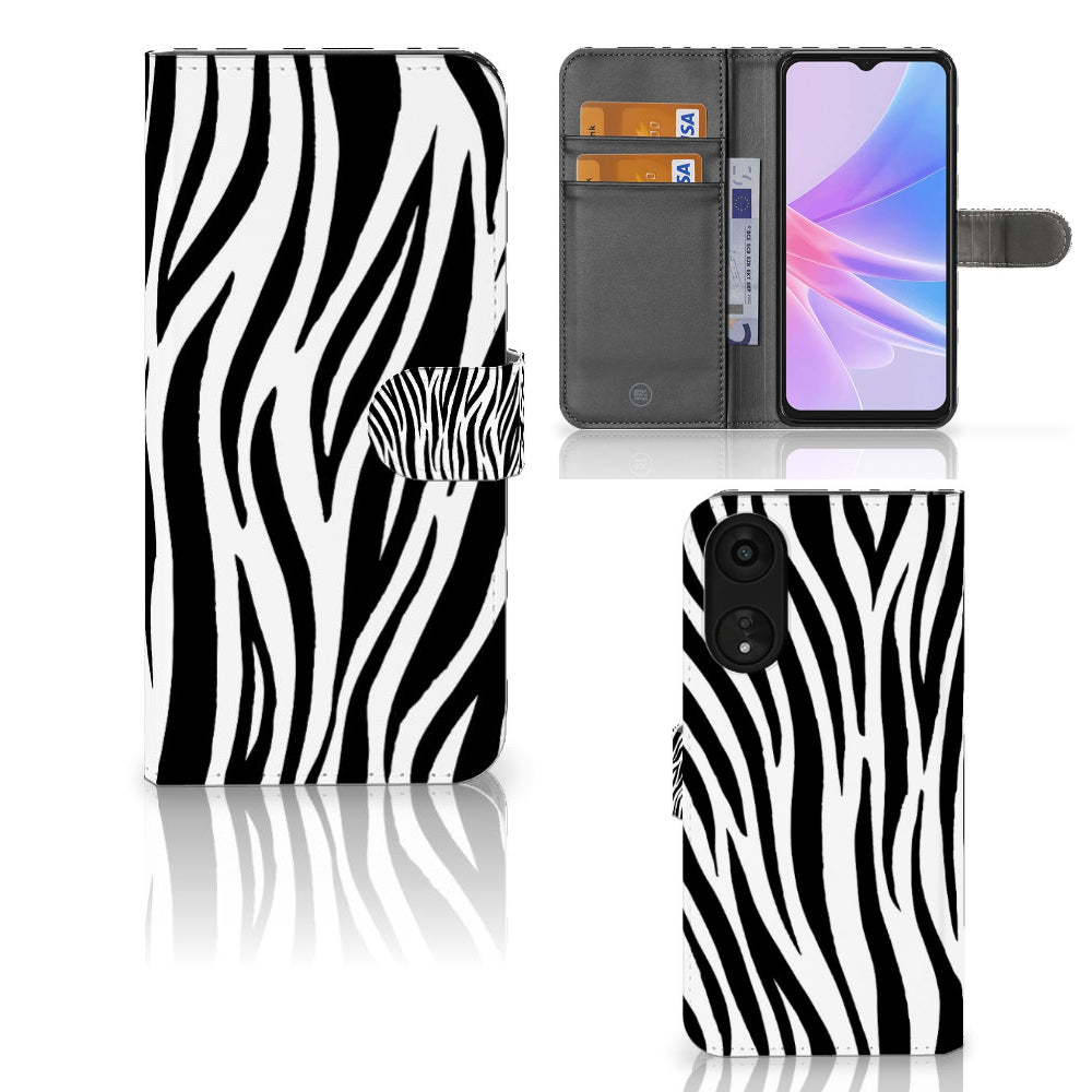 OPPO A78 5G | A58 5G Telefoonhoesje met Pasjes Zebra