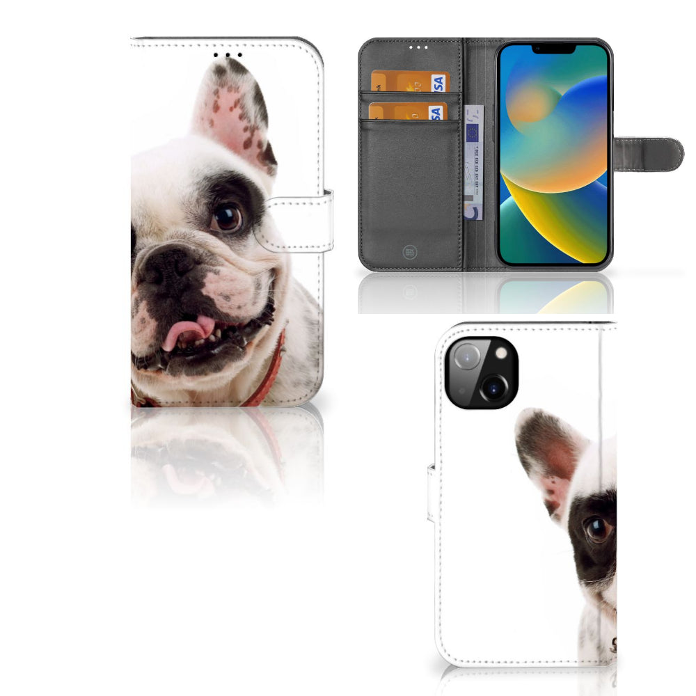 iPhone 14 Plus Telefoonhoesje met Pasjes Franse Bulldog