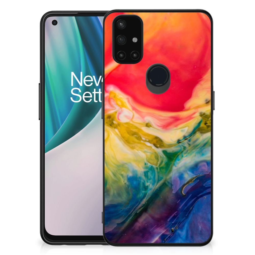 Kleurrijke Telefoonhoesje OnePlus Nord N10 5G Watercolor Dark
