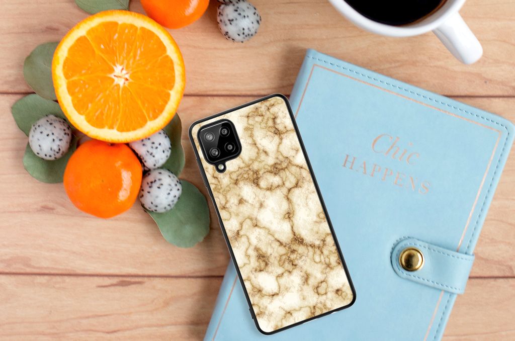 Samsung Galaxy A12 Marmeren Print Telefoonhoesje Marmer Goud B2C Telecom