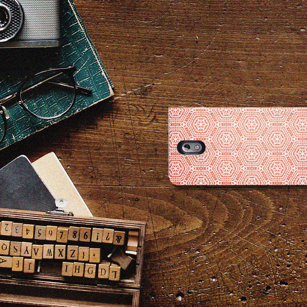 Nokia 3.1 (2018) Hoesje met Magneet Pattern Orange