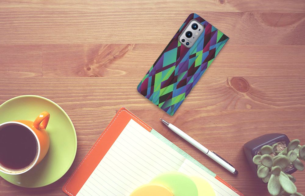 OnePlus 9 Pro Stand Case Abstract Green Blue - B2C Telecom