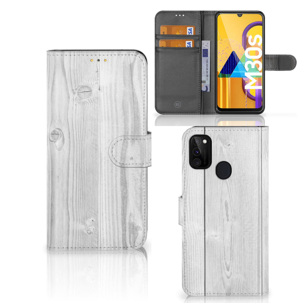 Samsung Galaxy M21 | M30s Book Style Case White Wood