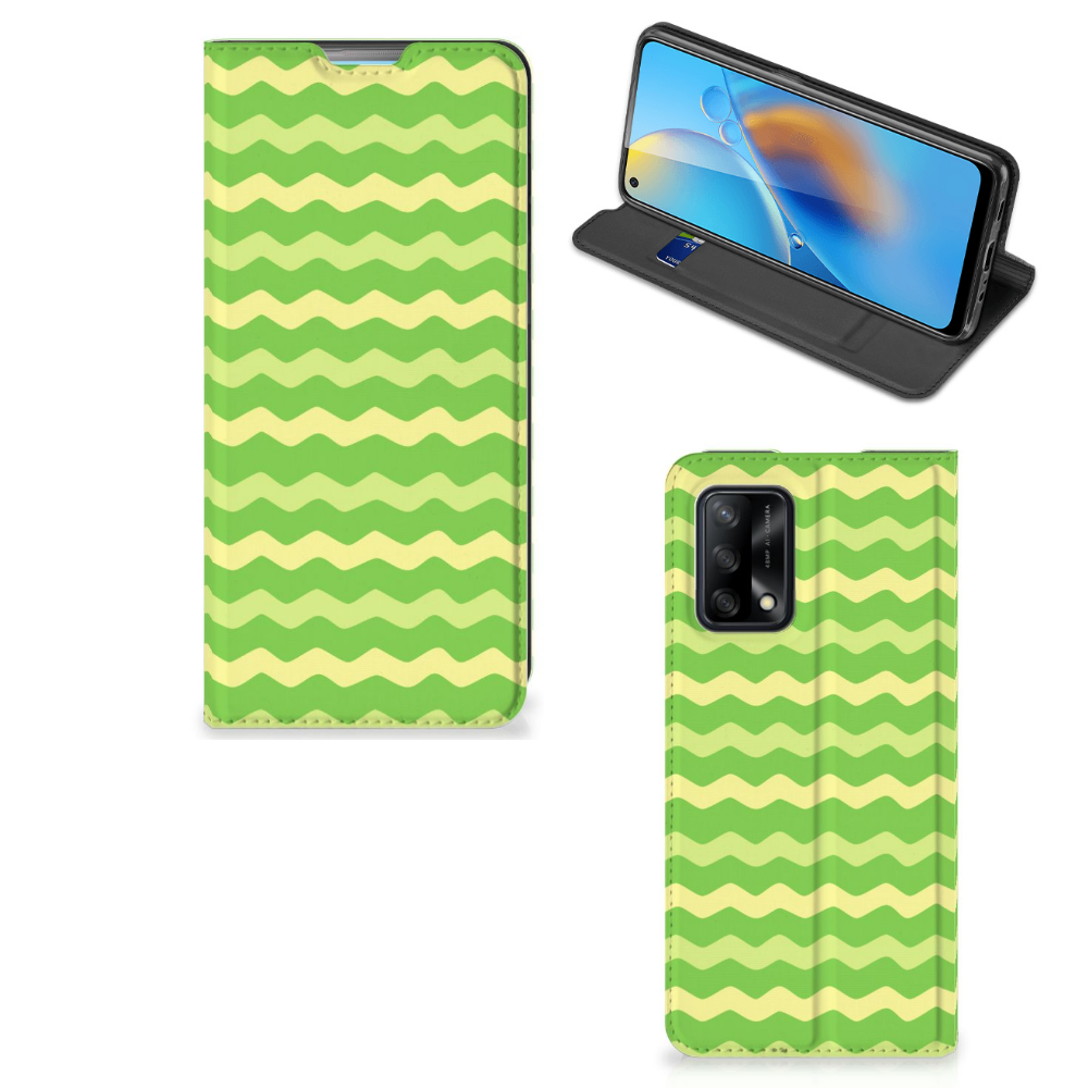 OPPO A74 4G Hoesje met Magneet Waves Green - B2C Telecom