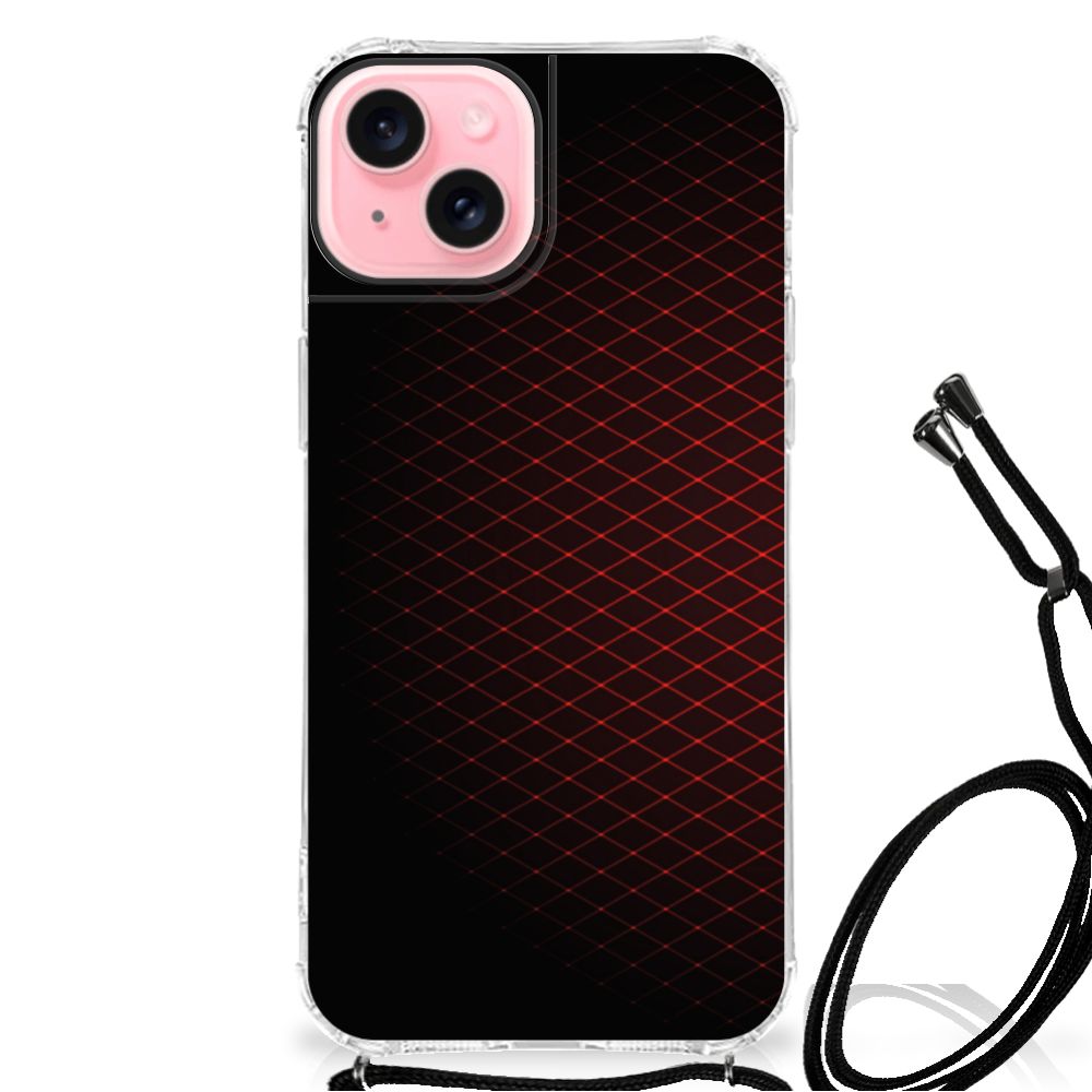 iPhone 15 Plus Doorzichtige Silicone Hoesje Geruit Rood B2C Telecom