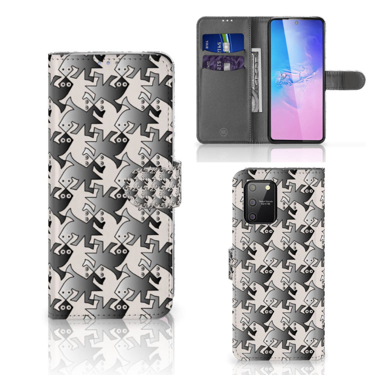 Samsung S10 Lite Telefoonhoesje met Pasjes Salamander Grey