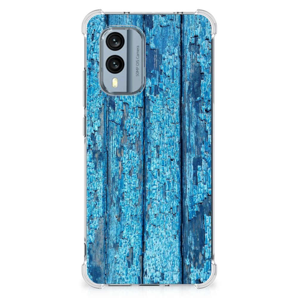 Nokia X30 Stevig Telefoonhoesje Wood Blue B2C Telecom