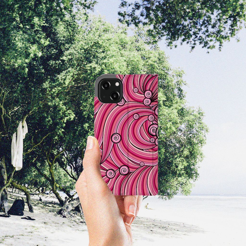 iPhone 13 Bookcase Swirl Pink