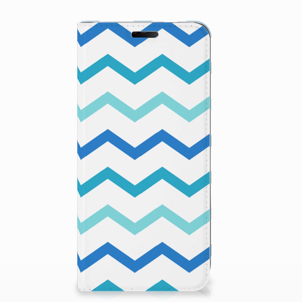 Nokia 7.1 (2018) Hoesje met Magneet Zigzag Blauw
