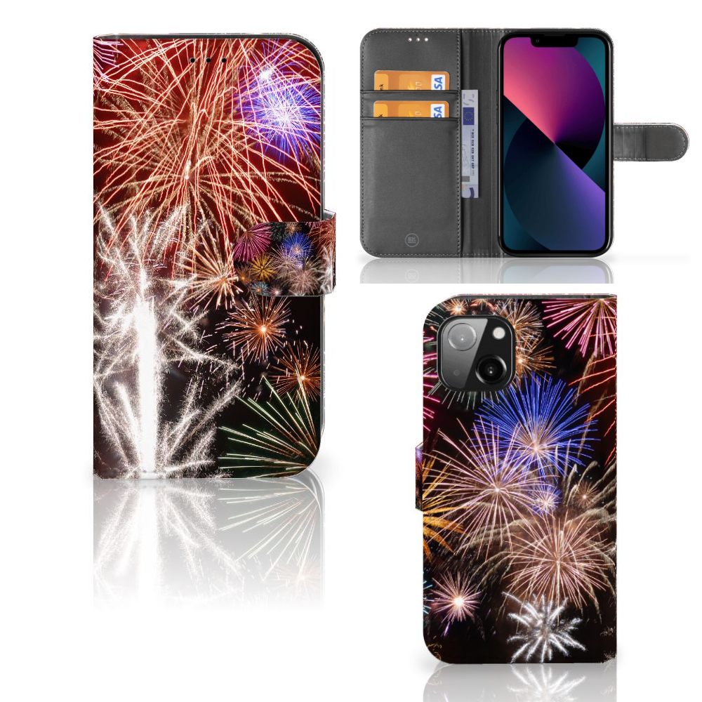 Apple iPhone 13 Wallet Case met Pasjes Vuurwerk