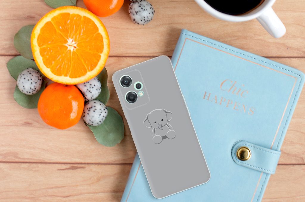 OnePlus Nord CE 2 Lite Telefoonhoesje met Naam Grijs Baby Olifant B2C Telecom