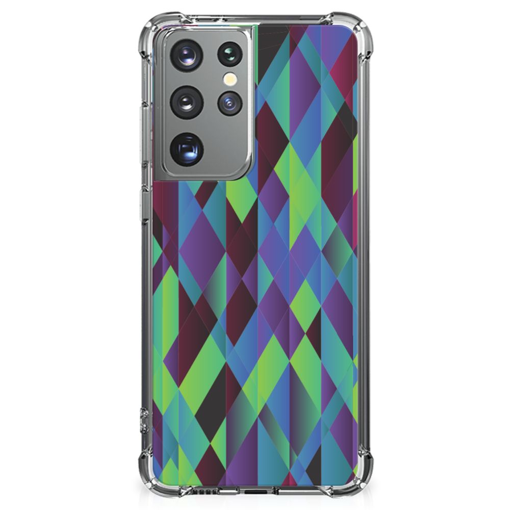 Samsung Galaxy S21 Ultra Shockproof Case Abstract Green Blue B2C Telecom