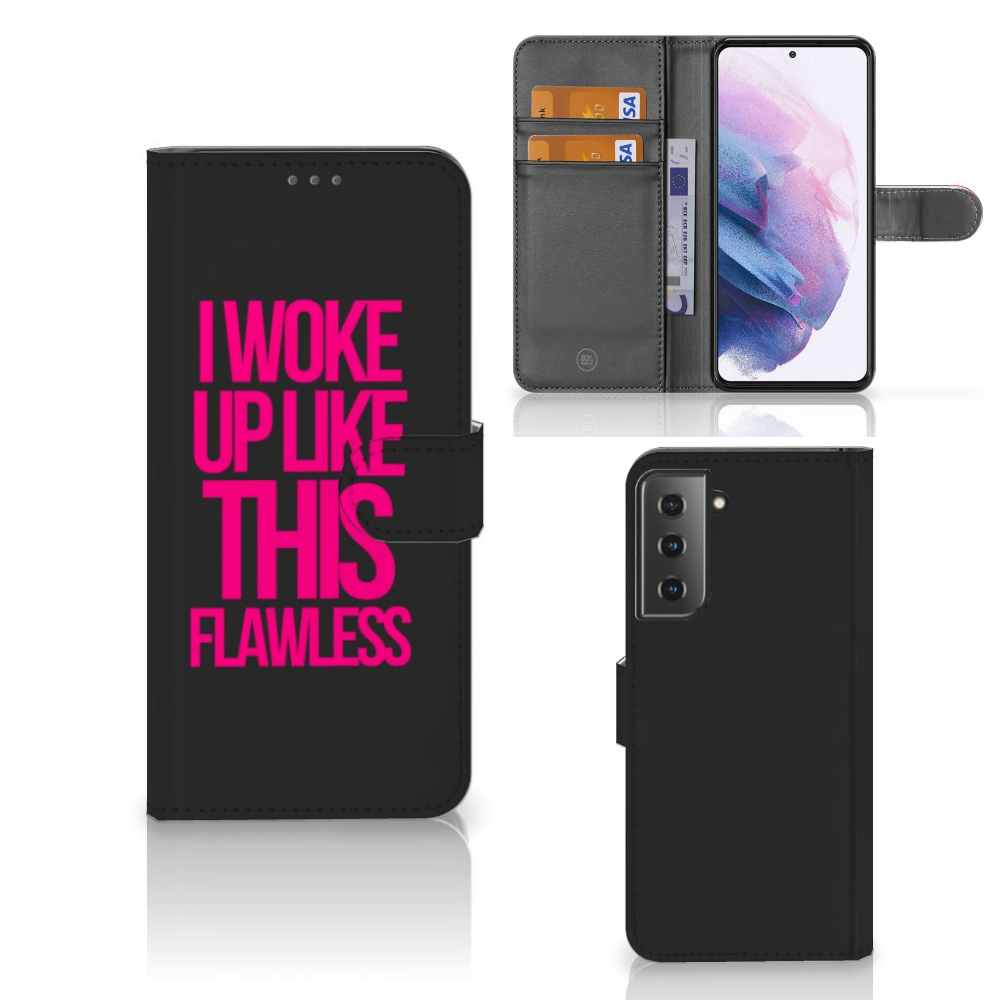 Samsung Galaxy S21 Plus Hoesje met naam Woke Up - Origineel Cadeau Zelf Maken
