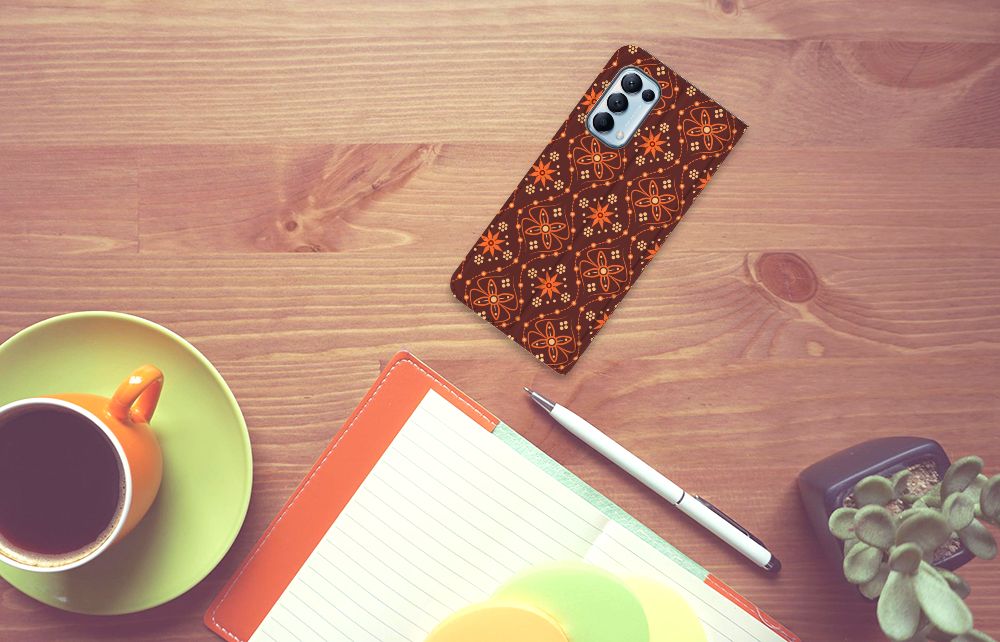 OPPO Find X3 Lite Hoesje met Magneet Batik Brown - B2C Telecom