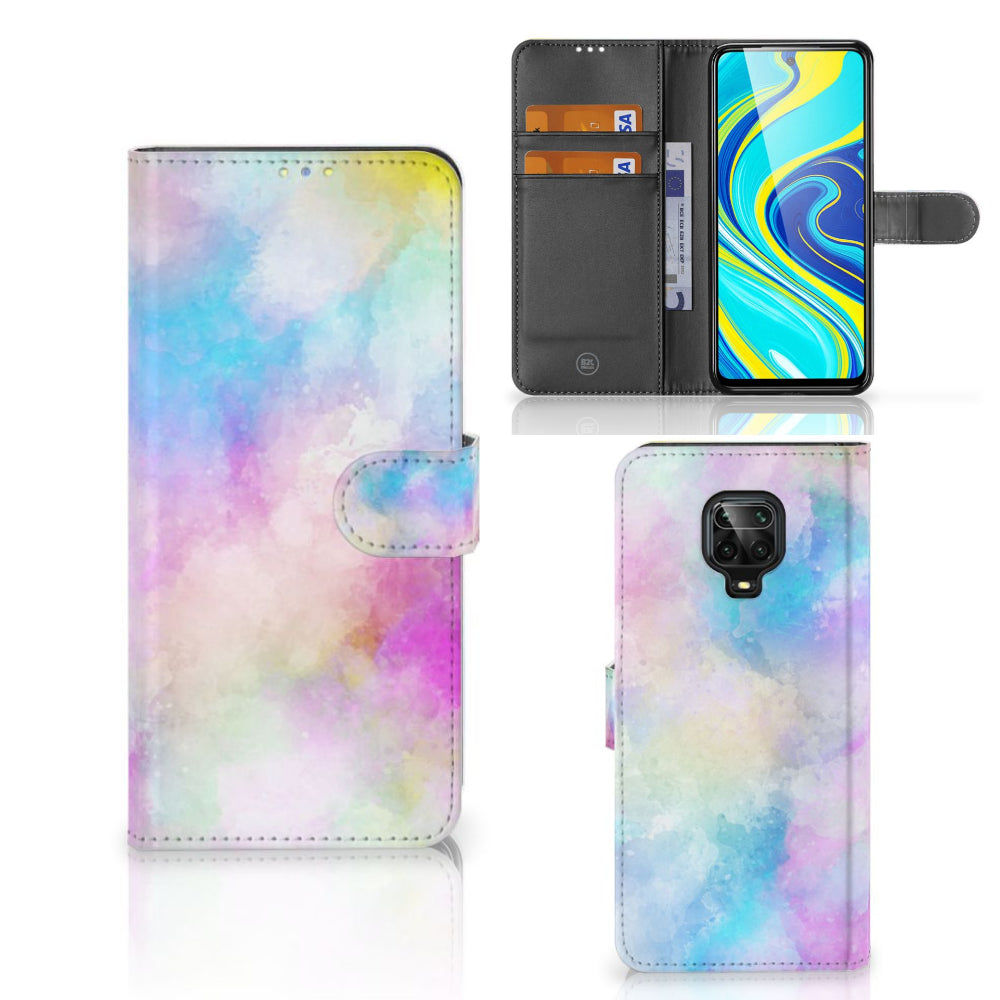 Hoesje Xiaomi Redmi Note 9 Pro | Note 9S Watercolor Light met pastelkleuren en pasjeshouder.