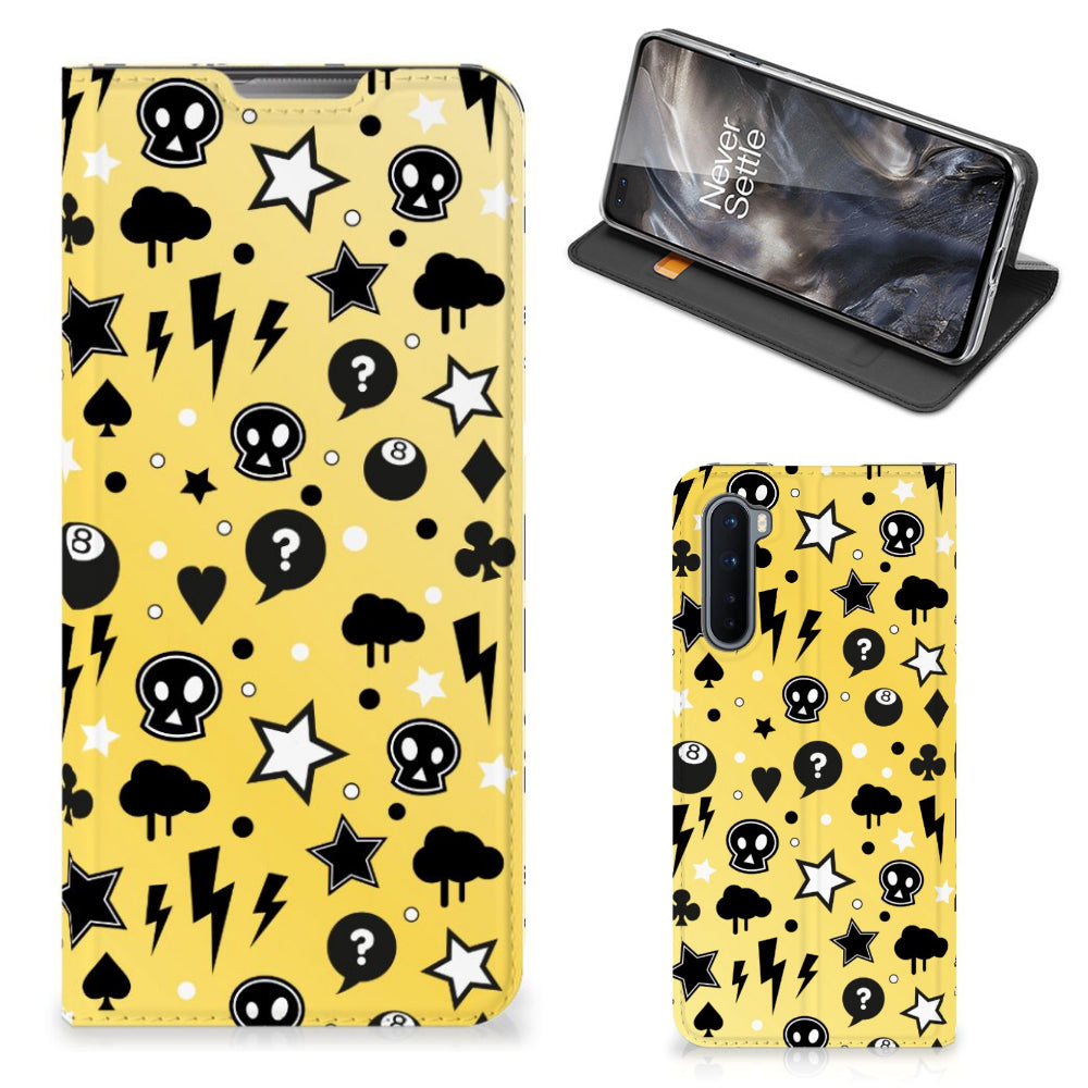 Mobiel BookCase OnePlus Nord Punk Geel