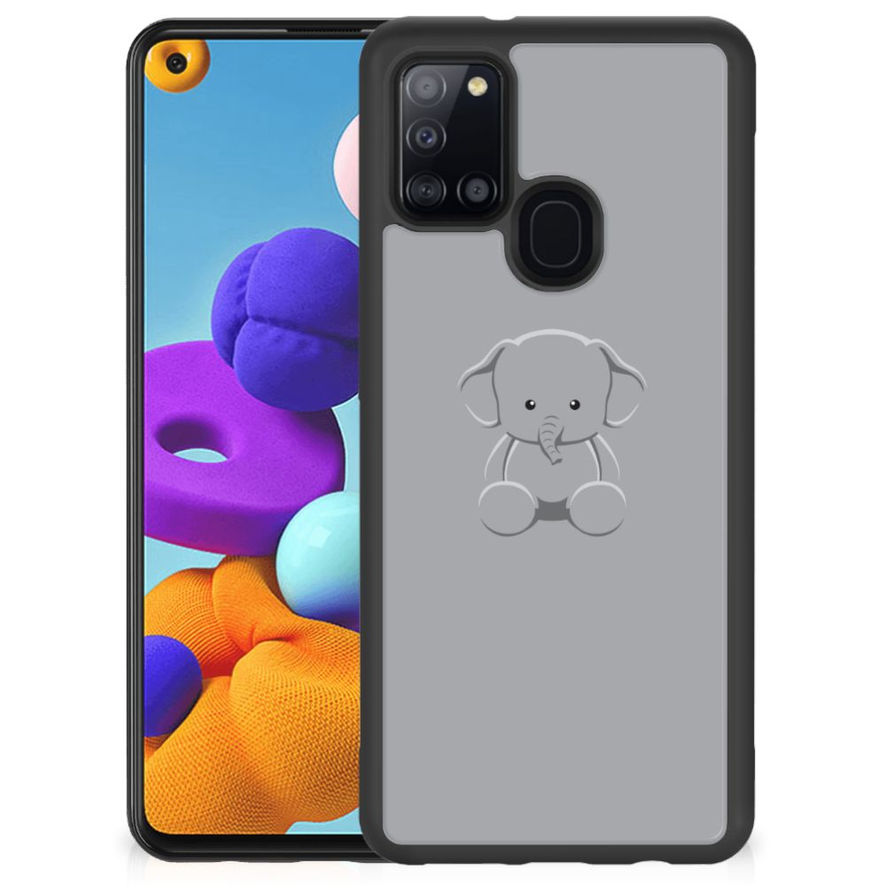 Samsung Galaxy A21s Bumper Hoesje Grijs Baby Olifant