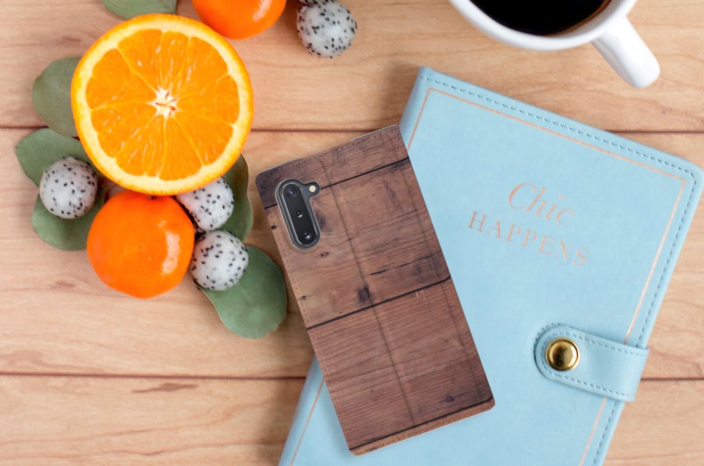 Samsung Galaxy Note 10 Book Wallet Case Old Wood