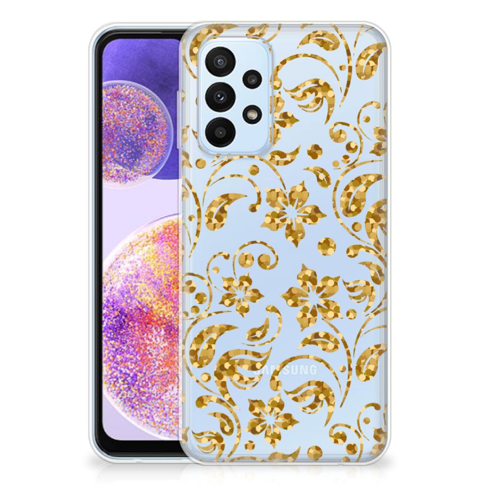 Samsung Galaxy A23 TPU Case Gouden Bloemen B2C Telecom