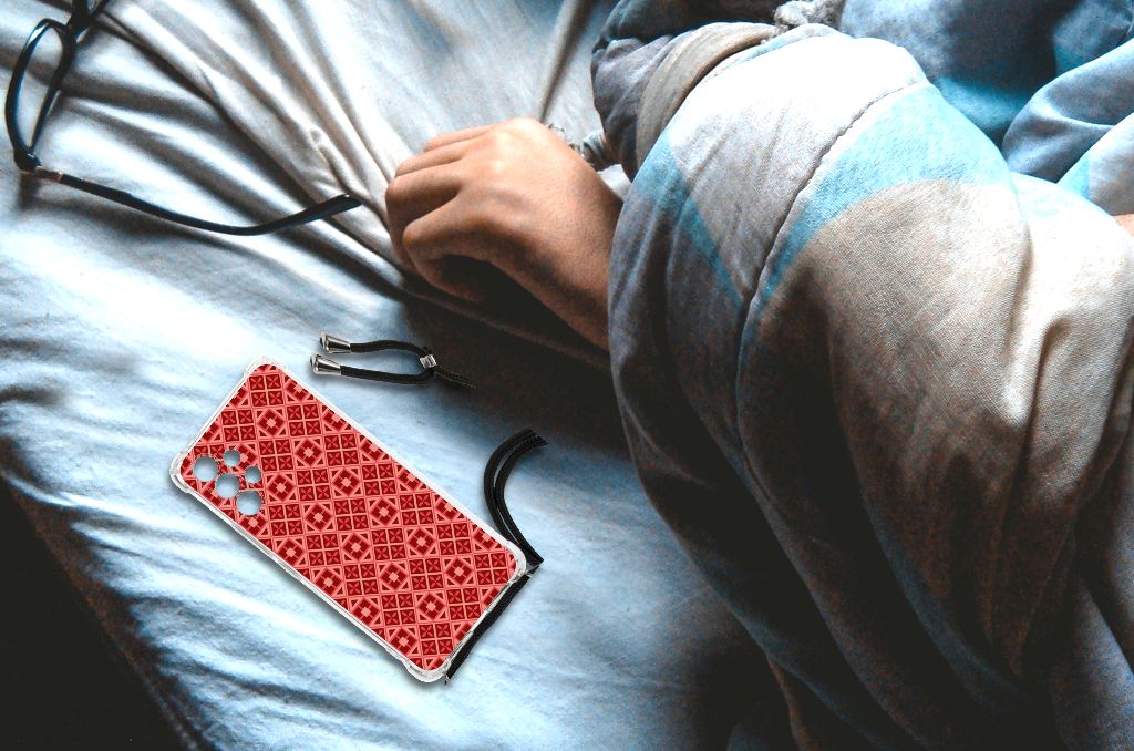 Samsung Galaxy A13 4G Doorzichtige Silicone Hoesje Batik Rood B2C Telecom