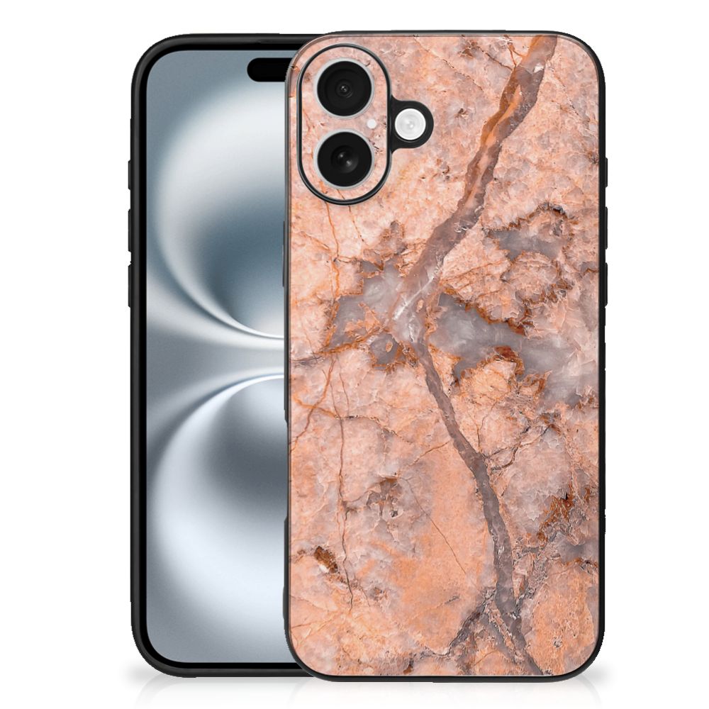 iPhone 16 Plus Marmeren Print Telefoonhoesje Marmer Oranje