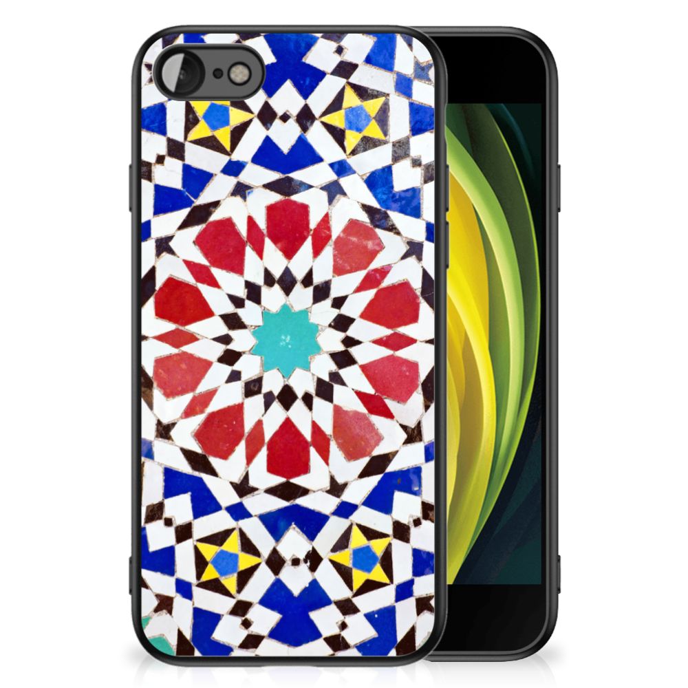 iPhone SE 2022 | SE 2020 | 7/8 Marmeren Print Telefoonhoesje Mozaïek met kleurrijk ontwerp in mozaïekstijl.