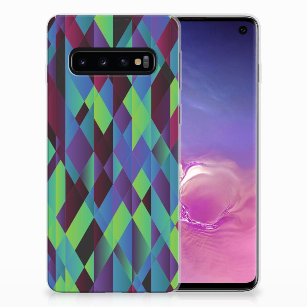 Samsung Galaxy S10 TPU Hoesje Abstract Green Blue