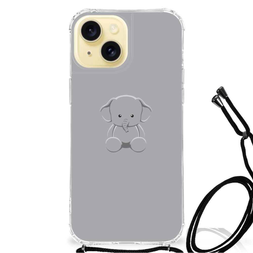 Apple iPhone 15 Stevig Bumper Hoesje Grijs Baby Olifant