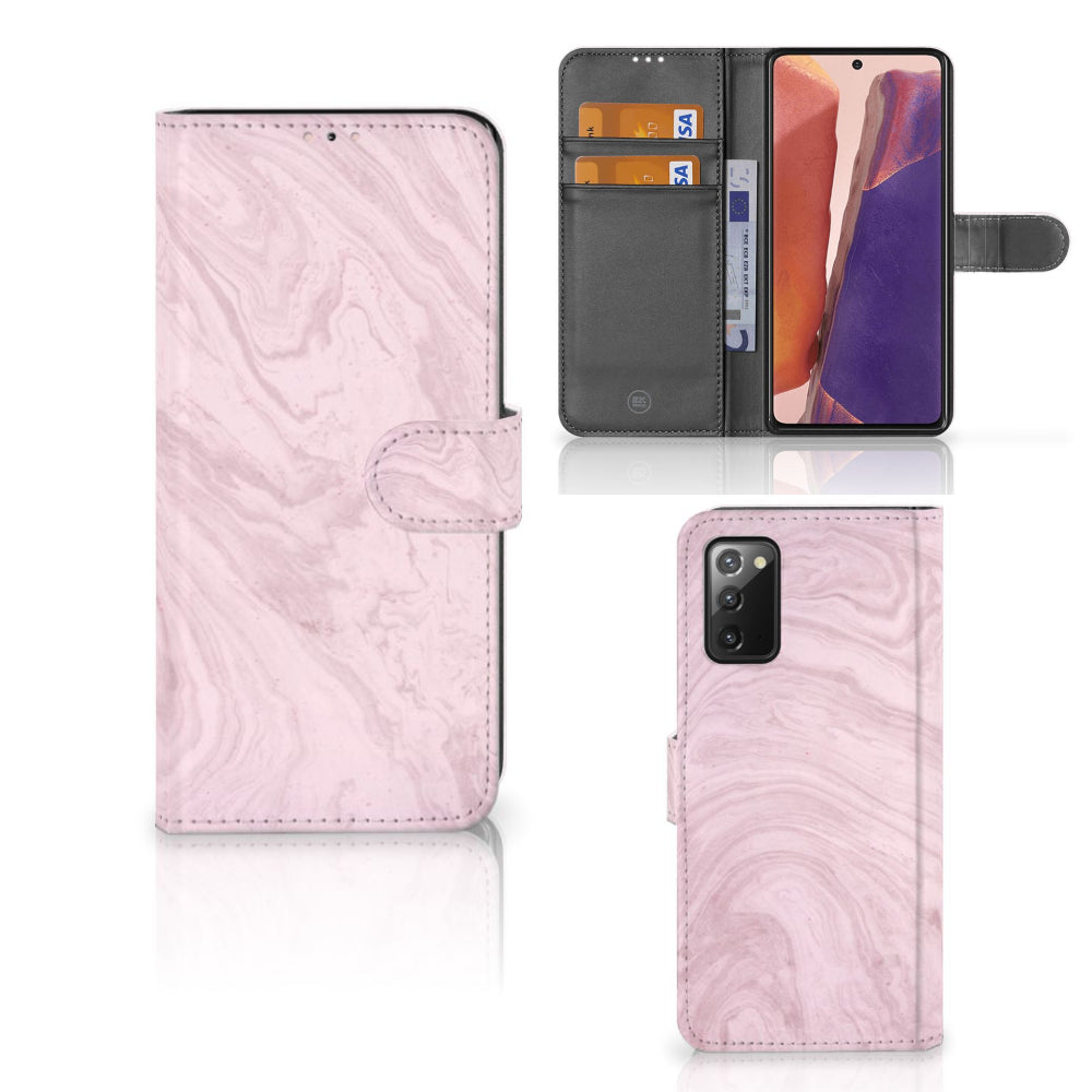 Samsung Galaxy Note 20 Bookcase Marble Pink - Origineel Cadeau Vriendin