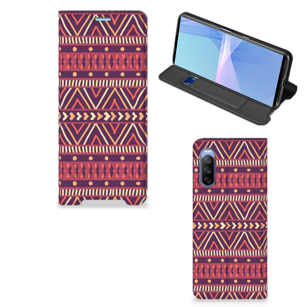 Sony Xperia 10 III Hoesje met Magneet Aztec Paars - B2C Telecom