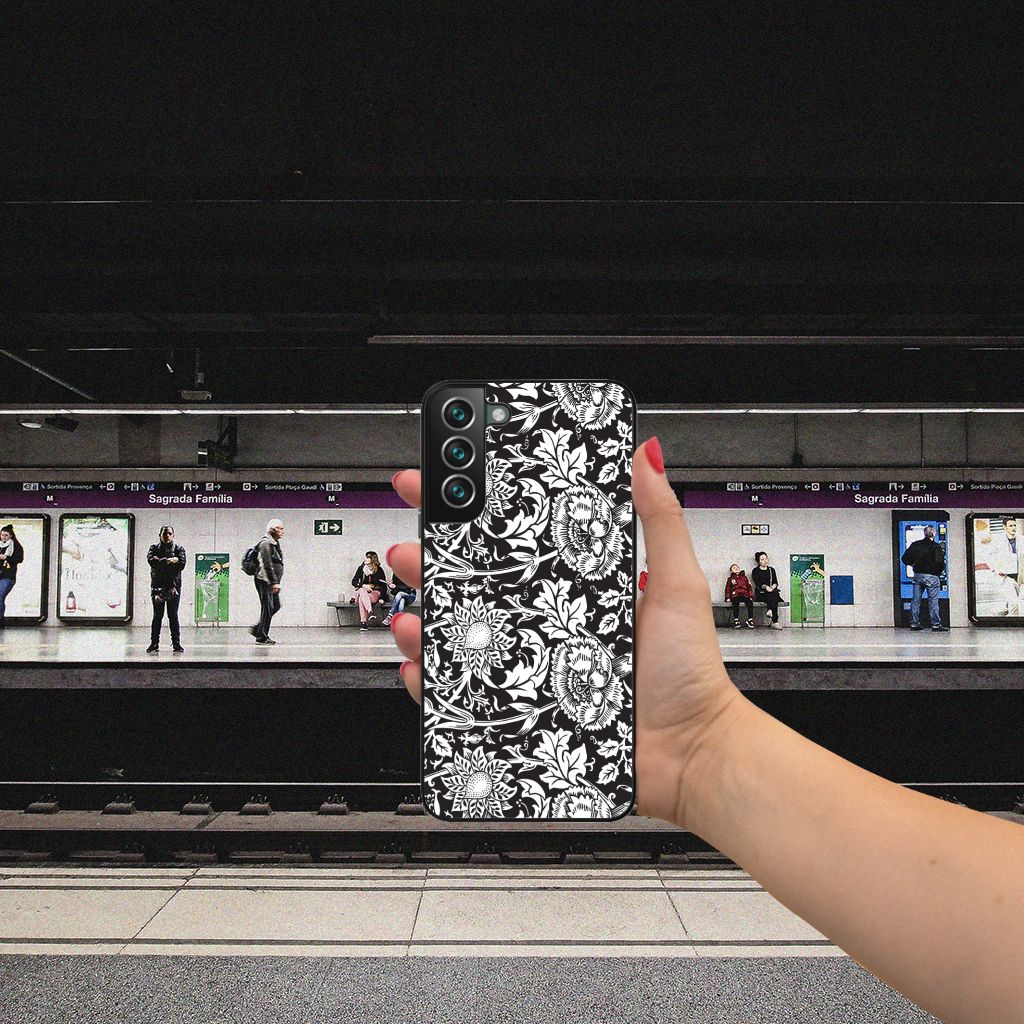 Samsung Galaxy S22 Plus Bloemen Hoesje Black Flowers B2C Telecom