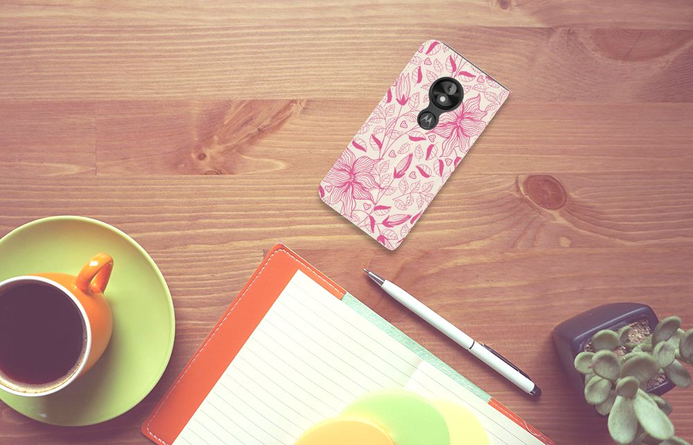 Motorola Moto E5 Play Smart Cover Pink Flowers