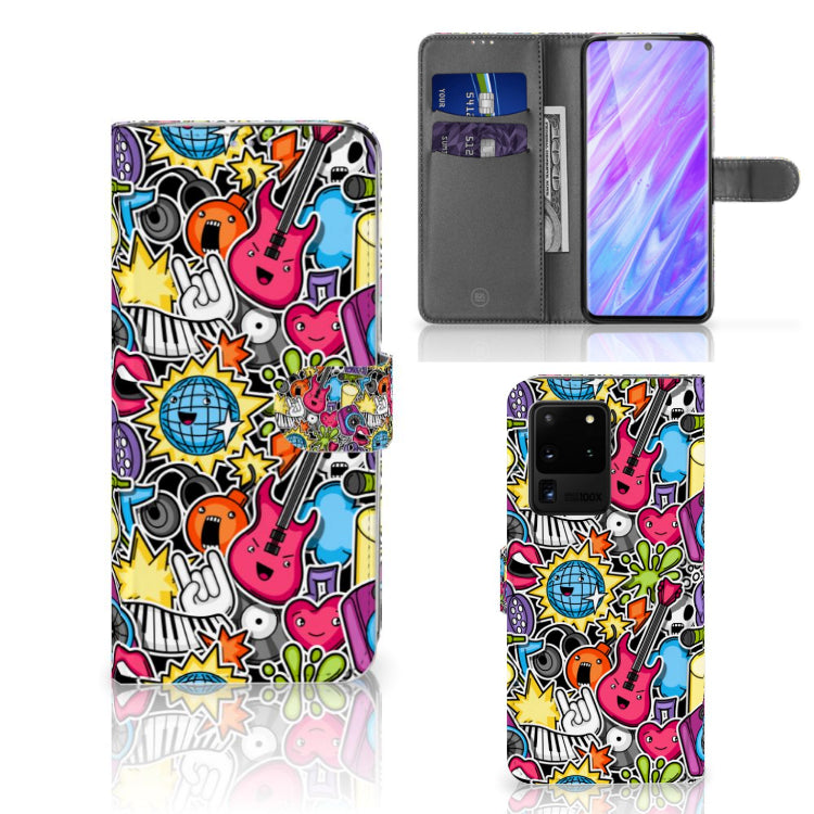 Samsung Galaxy S20 Ultra Wallet Case met Pasjes Punk Rock