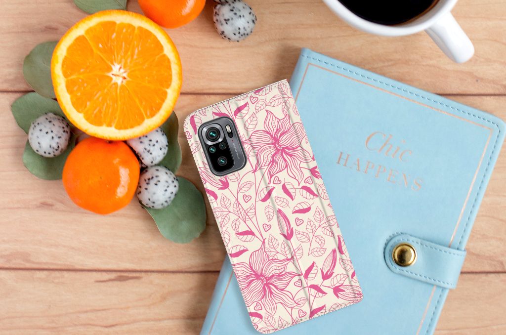 Xiaomi Redmi Note 10 4G | 10S | Poco M5s Smart Cover Pink Flowers - B2C Telecom