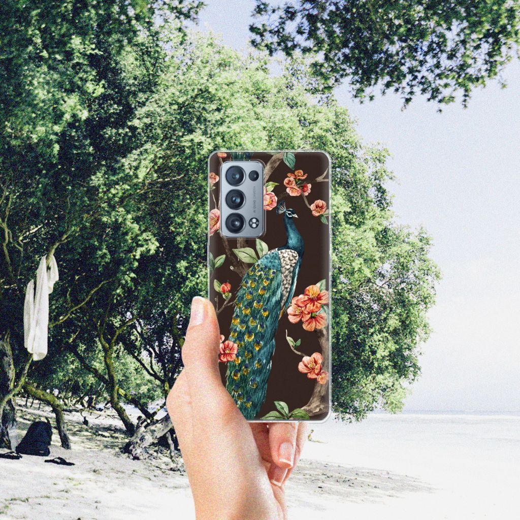 OPPO Reno 6 Pro Plus 5G TPU Hoesje Pauw met Bloemen B2C Telecom