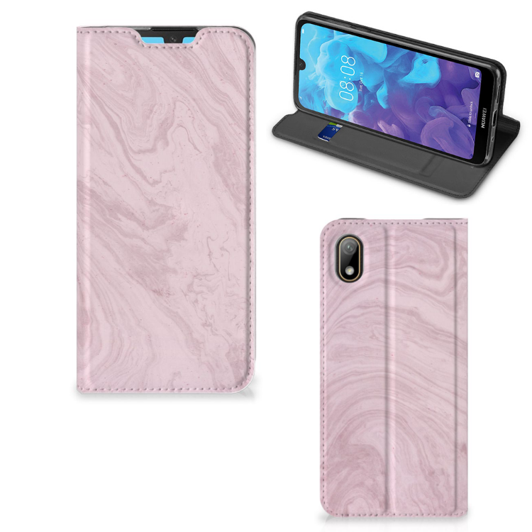 Huawei Y5 (2019) Standcase Marble Pink - Origineel Cadeau Vriendin - B2C Telecom