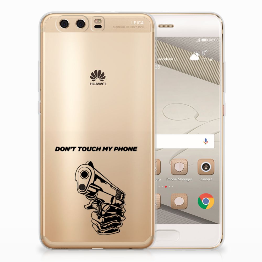 Huawei P10 Plus Silicone-hoesje Gun Don't Touch My Phone