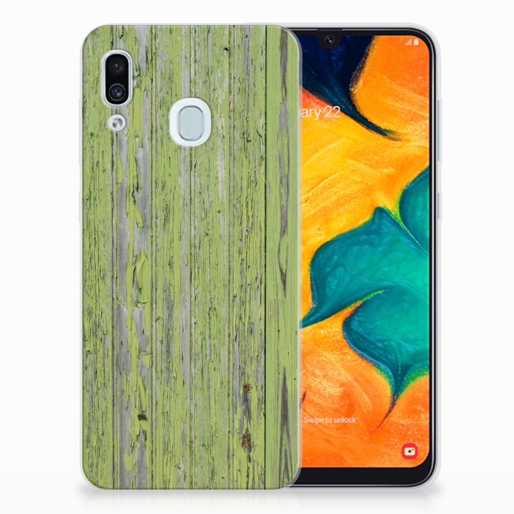 Samsung Galaxy A30 Bumper Hoesje Green Wood