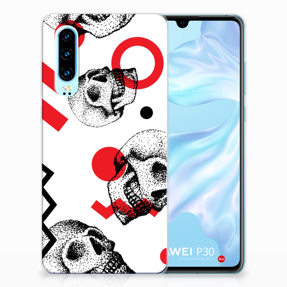 Silicone Back Case Huawei P30 Skull Red