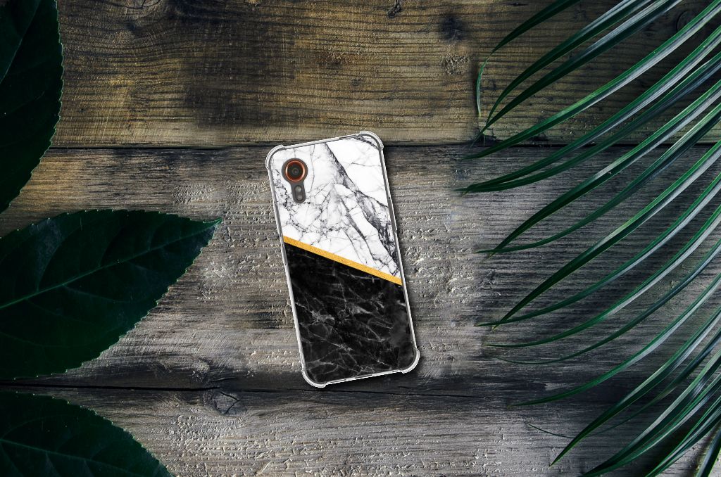 Samsung Galaxy Xcover 7 Anti-Shock Hoesje Marmer Wit Zwart - Origineel Cadeau Man B2C Telecom