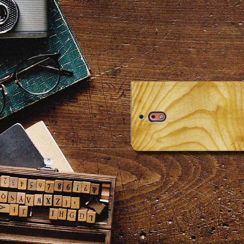 Nokia 2.1 2018 Book Wallet Case Licht Hout