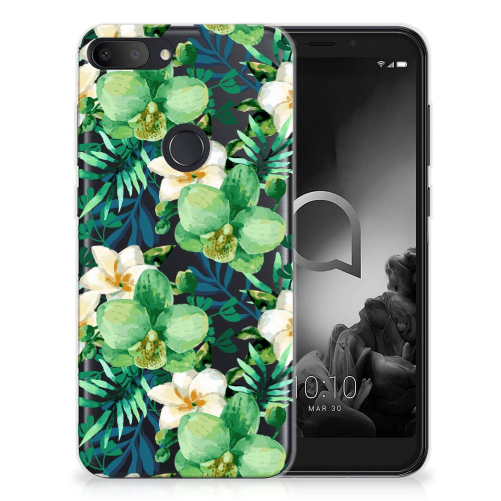 Alcatel 1S (2019) TPU Case Orchidee Groen